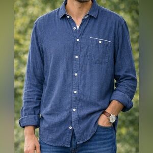 Tommy Bahama Jeans Island Crafted Button Down Shirt Mens Sz 2XL Dark Blue Navy